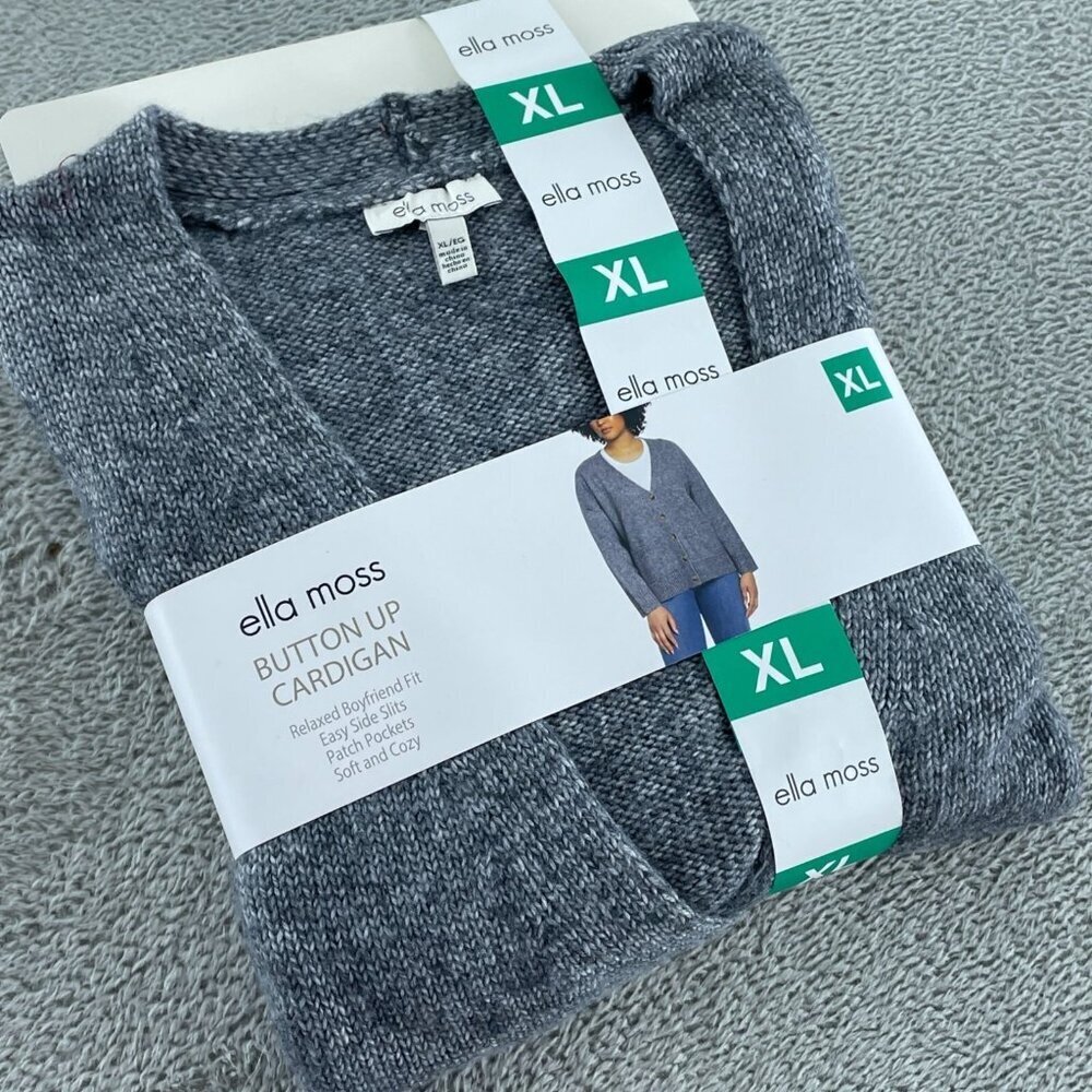 Ella Moss Button-Up Cardigan Xl Gray Relaxed Fit Womens Sweater Nwt 4698 — image 2 of 8